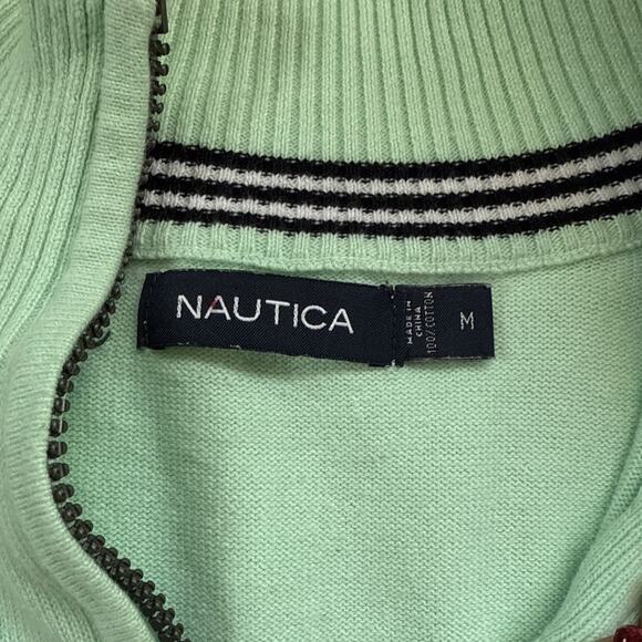 Nautica Men's 1/4 Zip Teal Sweater - Size Medium - Picture 3 of 7